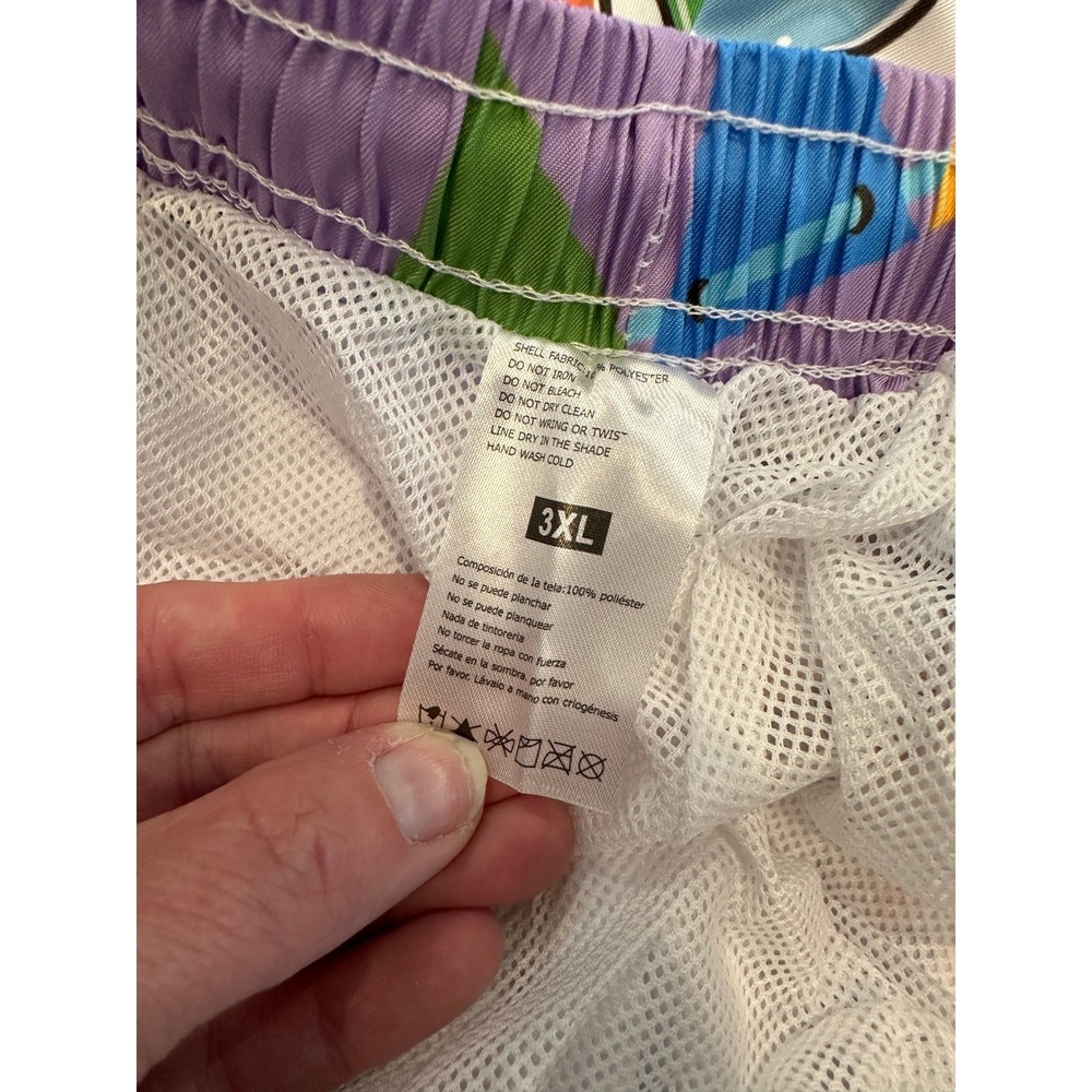 Happy Birthday Swim Trunks Mens 3XL Purple Cake Balloon Novelty Board Shorts - Picture 3 of 4